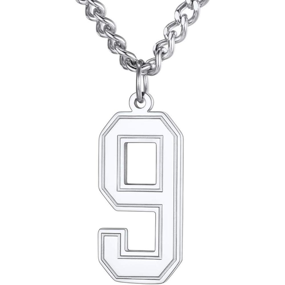 imageU7 099 Number Necklaces Stainless Steel Customizable Number Pendant Gold Plated Athletes Sports Necklace Jersey Number Chains Cuban Link Necklaces for Men Women9Stainless