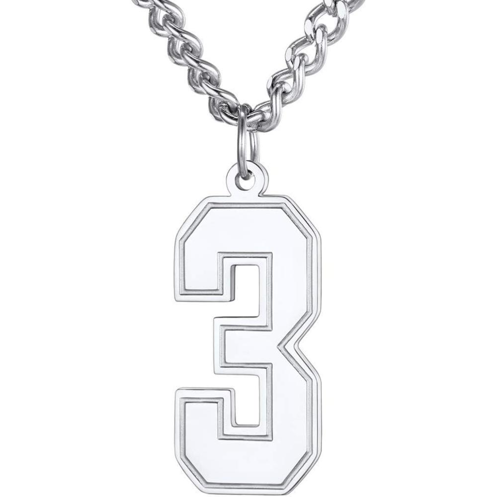 imageU7 099 Number Necklaces Stainless Steel Customizable Number Pendant Gold Plated Athletes Sports Necklace Jersey Number Chains Cuban Link Necklaces for Men Women3Stainless