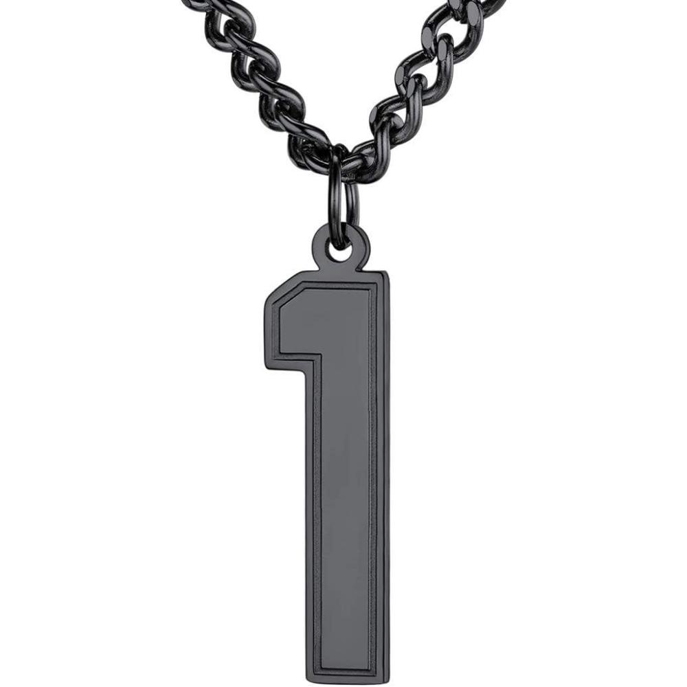 imageU7 099 Number Necklaces Stainless Steel Customizable Number Pendant Gold Plated Athletes Sports Necklace Jersey Number Chains Cuban Link Necklaces for Men Women1Stunning Black