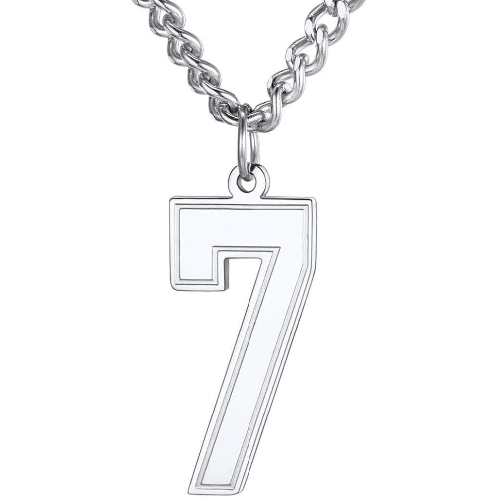 imageU7 099 Number Necklaces Stainless Steel Customizable Number Pendant Gold Plated Athletes Sports Necklace Jersey Number Chains Cuban Link Necklaces for Men Women7Stainless