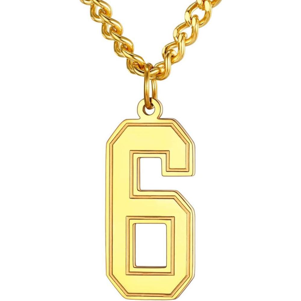 imageU7 099 Number Necklaces Stainless Steel Customizable Number Pendant Gold Plated Athletes Sports Necklace Jersey Number Chains Cuban Link Necklaces for Men Women6Gold