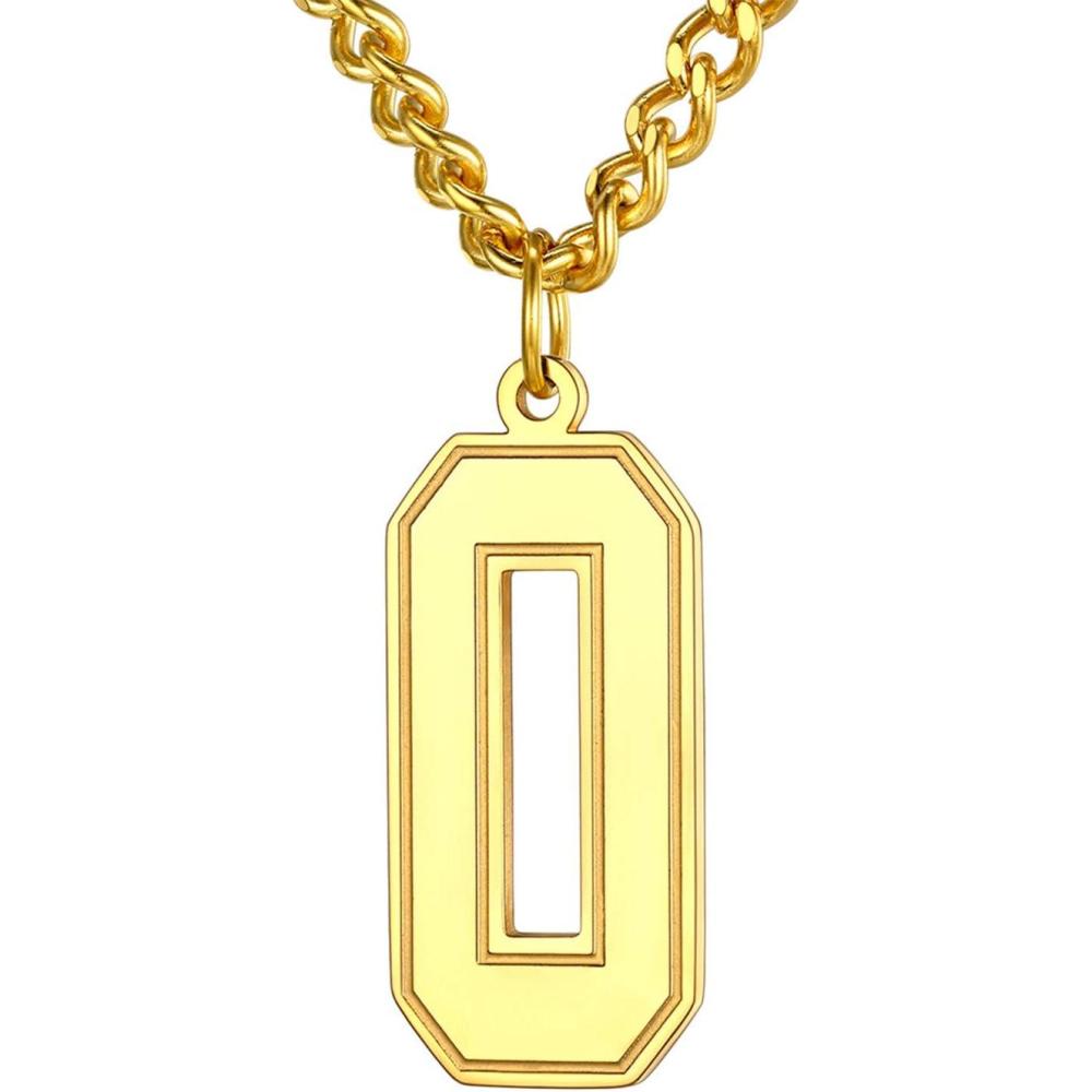 imageU7 099 Number Necklaces Stainless Steel Customizable Number Pendant Gold Plated Athletes Sports Necklace Jersey Number Chains Cuban Link Necklaces for Men Women0Gold