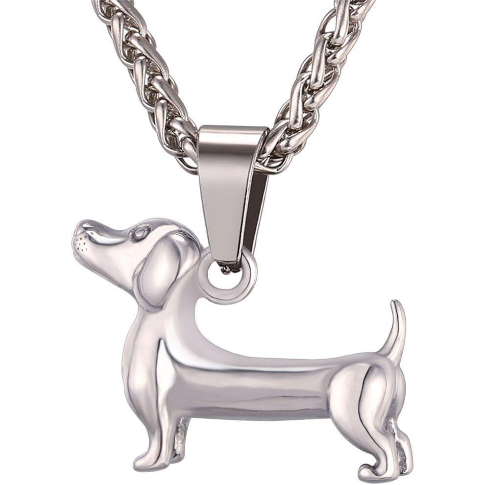 imageU7 Animals Necklace for Women Stainless Steel PigDogElephant Pendant Necklace Lucky JewelryDogSteel