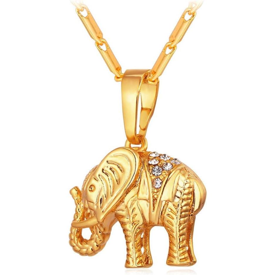 imageU7 Animals Necklace for Women Stainless Steel PigDogElephant Pendant Necklace Lucky JewelryElephantGold