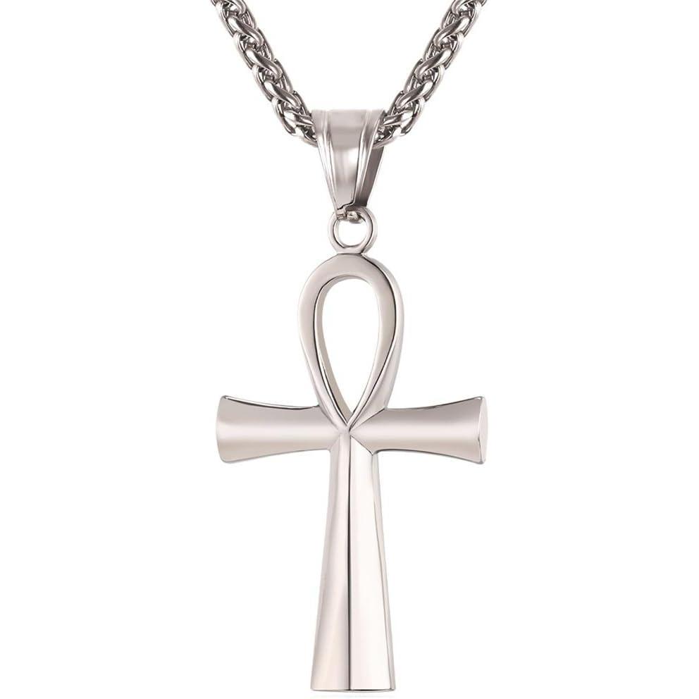 imageU7 Ankh Necklace for Men Women Stainless Steel Black Color Egyptian Jewelry Ankh Cross Pendant Africa Necklaces with Chain 22Ankh CrossStainless Steel