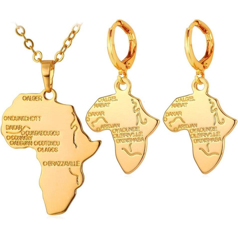 imageU7 Ankh Necklace for Men Women Stainless Steel Black Color Egyptian Jewelry Ankh Cross Pendant Africa Necklaces with Chain 22Map NecklacecEarringsGold