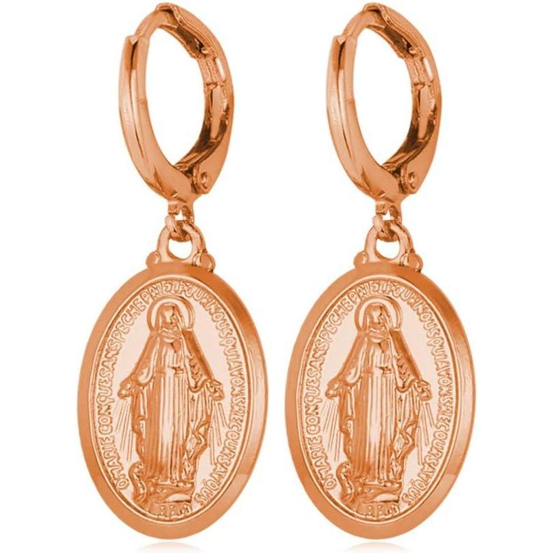 imageU7 Earrings for Women 18K Gold Plated Virgin Mary Dangle Earrings for Women Christian Jewelry1EarringsRose Gold