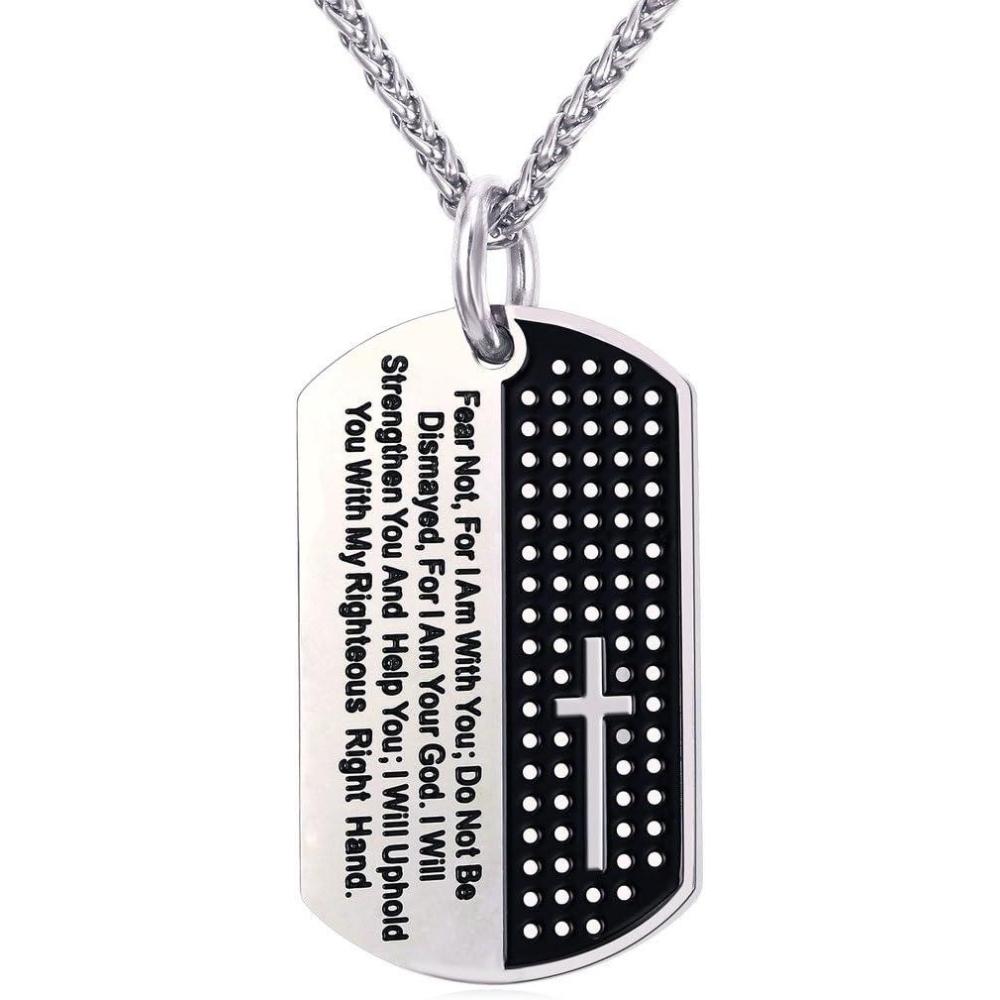 imageU7 Russian Orthodox Cross PendantPraying HandsIchthys Sign for Men Women Stainless Steel 18K Gold Plated Jesus Pendant Christian Religious Necklaces Length 22 Silver Black Gold08 Isaiah 4110Steel