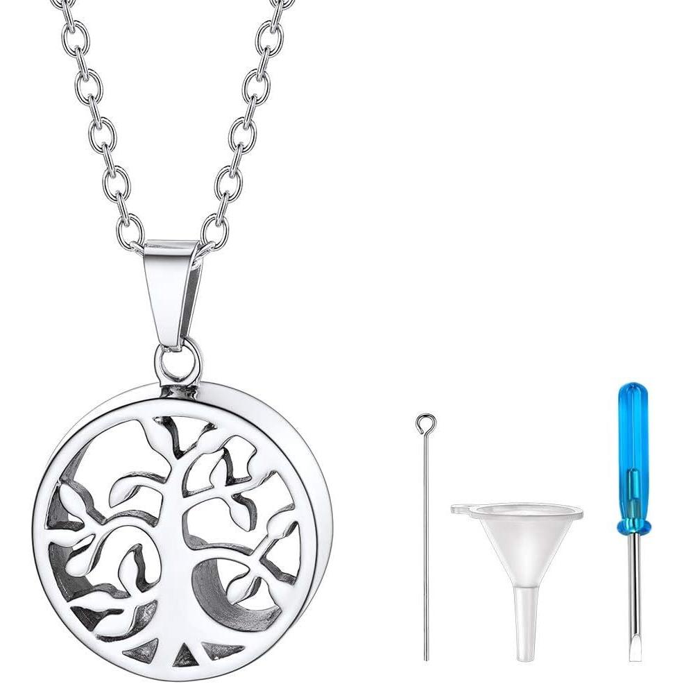 imageUrn Necklace for AshesCustomized Stainless Steel or 18K Gold Plated Cremation Jewelry Memorial Keepsake Urn Lockets Pendant for Men Women Waterproof amp Gift PackedTree of Lifestainlesscustom Text
