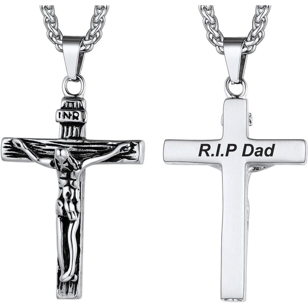 imageUrn Necklace for AshesCustomized Stainless Steel or 18K Gold Plated Cremation Jewelry Memorial Keepsake Urn Lockets Pendant for Men Women Waterproof amp Gift PackedCrucifixstainlesscustom Text