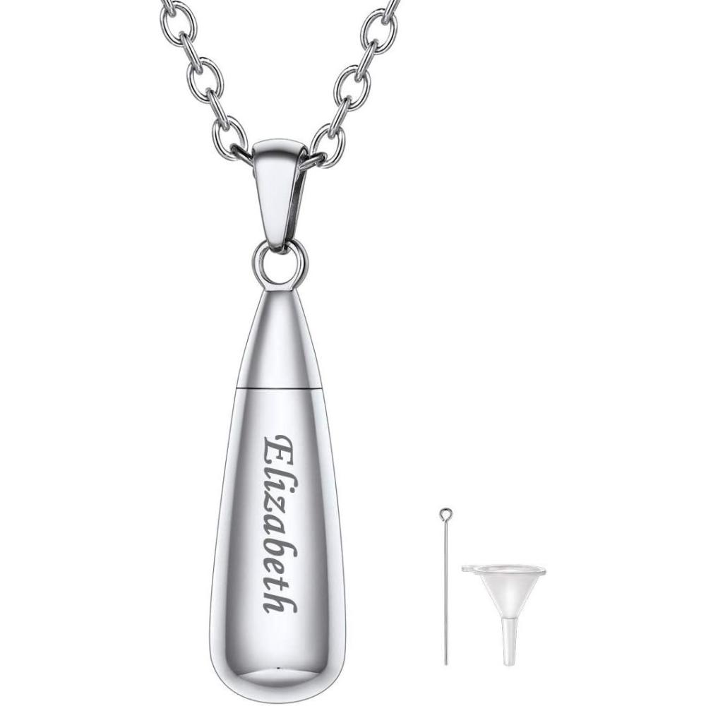 imageUrn Necklace for AshesCustomized Stainless Steel or 18K Gold Plated Cremation Jewelry Memorial Keepsake Urn Lockets Pendant for Men Women Waterproof amp Gift PackedTeardropStainlessCustom Text
