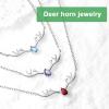 925 Sterling Silver Butterfly Necklace/Antler Deer Necklace,Adjustable Silver Birthstone Necklace for Women,Birthstone Jewelry Gift for Her(01.January(Garnet)-Deer)