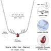 925 Sterling Silver Butterfly Necklace/Antler Deer Necklace,Adjustable Silver Birthstone Necklace for Women,Birthstone Jewelry Gift for Her(01.January(Garnet)-Deer)
