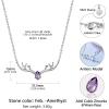 925 Sterling Silver Butterfly Necklace/Antler Deer Necklace,Adjustable Silver Birthstone Necklace for Women,Birthstone Jewelry Gift for Her(02.February(Amethyst)-Deer)