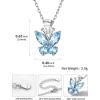 925 Sterling Silver Butterfly Necklace/Antler Deer Necklace,Adjustable Silver Birthstone Necklace for Women,Birthstone Jewelry Gift for Her(03.March(Aquamarine)-Butterfly)