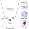 925 Sterling Silver Butterfly Necklace/Antler Deer Necklace,Adjustable Silver Birthstone Necklace for Women,Birthstone Jewelry Gift for Her(06.June(Alexandrite)-Deer)