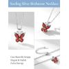 925 Sterling Silver Butterfly Necklace/Antler Deer Necklace,Adjustable Silver Birthstone Necklace for Women,Birthstone Jewelry Gift for Her(07.July(Ruby)-Butterfly)