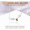 925 Sterling Silver Butterfly Necklace/Antler Deer Necklace,Adjustable Silver Birthstone Necklace for Women,Birthstone Jewelry Gift for Her(08.August(Peridot)-Deer)