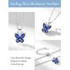 925 Sterling Silver Butterfly Necklace/Antler Deer Necklace,Adjustable Silver Birthstone Necklace for Women,Birthstone Jewelry Gift for Her(09.September(Sapphire)-Butterfly)