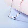 925 Sterling Silver Butterfly Necklace/Antler Deer Necklace,Adjustable Silver Birthstone Necklace for Women,Birthstone Jewelry Gift for Her(09.September(Sapphire)-Deer)