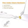 925 Sterling Silver Butterfly Necklace/Antler Deer Necklace,Adjustable Silver Birthstone Necklace for Women,Birthstone Jewelry Gift for Her(11.November(Yellow Topaz)-Deer)