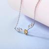 925 Sterling Silver Butterfly Necklace/Antler Deer Necklace,Adjustable Silver Birthstone Necklace for Women,Birthstone Jewelry Gift for Her(11.November(Yellow Topaz)-Deer)