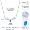 925 Sterling Silver Butterfly Necklace/Antler Deer Necklace,Adjustable Silver Birthstone Necklace for Women,Birthstone Jewelry Gift for Her(12.December(Blue Topaz)-Deer)