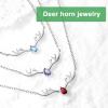 925 Sterling Silver Butterfly Necklace/Antler Deer Necklace,Adjustable Silver Birthstone Necklace for Women,Birthstone Jewelry Gift for Her(12.December(Blue Topaz)-Deer)