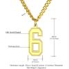 U7 0-99 Number Necklaces Stainless Steel Customizable Number Pendant Gold Plated Athletes Sports Necklace Jersey Number Chains Cuban Link Necklaces for Men Women(6-Gold)