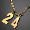 U7 0-99 Number Necklaces Stainless Steel Customizable Number Pendant Gold Plated Athletes Sports Necklace Jersey Number Chains Cuban Link Necklaces for Men Women(2-Gold)