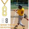 U7 0-99 Number Necklaces Stainless Steel Customizable Number Pendant Gold Plated Athletes Sports Necklace Jersey Number Chains Cuban Link Necklaces for Men Women(8-Gold)