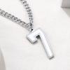 U7 0-99 Number Necklaces Stainless Steel Customizable Number Pendant Gold Plated Athletes Sports Necklace Jersey Number Chains Cuban Link Necklaces for Men Women(7-Stainless)