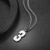 U7 0-99 Number Necklaces Stainless Steel Customizable Number Pendant Gold Plated Athletes Sports Necklace Jersey Number Chains Cuban Link Necklaces for Men Women(3-Stainless)