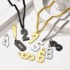 U7 0-99 Number Necklaces Stainless Steel Customizable Number Pendant Gold Plated Athletes Sports Necklace Jersey Number Chains Cuban Link Necklaces for Men Women(0~999 Numbers(Steel/black/gold color))