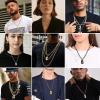 U7 0-99 Number Necklaces Stainless Steel Customizable Number Pendant Gold Plated Athletes Sports Necklace Jersey Number Chains Cuban Link Necklaces for Men Women(9-Stunning Black)