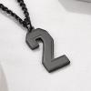 U7 0-99 Number Necklaces Stainless Steel Customizable Number Pendant Gold Plated Athletes Sports Necklace Jersey Number Chains Cuban Link Necklaces for Men Women(1-Stunning Black)