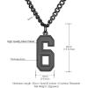 U7 0-99 Number Necklaces Stainless Steel Customizable Number Pendant Gold Plated Athletes Sports Necklace Jersey Number Chains Cuban Link Necklaces for Men Women(6-Stunning Black)