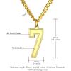 U7 0-99 Number Necklaces Stainless Steel Customizable Number Pendant Gold Plated Athletes Sports Necklace Jersey Number Chains Cuban Link Necklaces for Men Women(7-Gold)