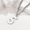 U7 0-99 Number Necklaces Stainless Steel Customizable Number Pendant Gold Plated Athletes Sports Necklace Jersey Number Chains Cuban Link Necklaces for Men Women(5-Stainless)