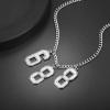 U7 0-99 Number Necklaces Stainless Steel Customizable Number Pendant Gold Plated Athletes Sports Necklace Jersey Number Chains Cuban Link Necklaces for Men Women(0-Stainless)