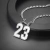 U7 0-99 Number Necklaces Stainless Steel Customizable Number Pendant Gold Plated Athletes Sports Necklace Jersey Number Chains Cuban Link Necklaces for Men Women(2-Stainless)