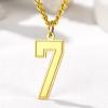 U7 0-99 Number Necklaces Stainless Steel Customizable Number Pendant Gold Plated Athletes Sports Necklace Jersey Number Chains Cuban Link Necklaces for Men Women(7-Gold)