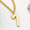 U7 0-99 Number Necklaces Stainless Steel Customizable Number Pendant Gold Plated Athletes Sports Necklace Jersey Number Chains Cuban Link Necklaces for Men Women(7-Gold)