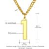 U7 0-99 Number Necklaces Stainless Steel Customizable Number Pendant Gold Plated Athletes Sports Necklace Jersey Number Chains Cuban Link Necklaces for Men Women(0~999 Numbers(Steel/black/gold color))