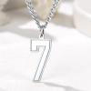 U7 0-99 Number Necklaces Stainless Steel Customizable Number Pendant Gold Plated Athletes Sports Necklace Jersey Number Chains Cuban Link Necklaces for Men Women(7-Stainless)