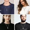 U7 0-99 Number Necklaces Stainless Steel Customizable Number Pendant Gold Plated Athletes Sports Necklace Jersey Number Chains Cuban Link Necklaces for Men Women(9-Stainless)