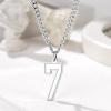 U7 0-99 Number Necklaces Stainless Steel Customizable Number Pendant Gold Plated Athletes Sports Necklace Jersey Number Chains Cuban Link Necklaces for Men Women(1-Stainless)