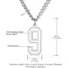 U7 0-99 Number Necklaces Stainless Steel Customizable Number Pendant Gold Plated Athletes Sports Necklace Jersey Number Chains Cuban Link Necklaces for Men Women(9-Stainless)