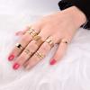 U7 9Pcs Knuckle Ring Set Gold Plated Heart Ring, Band Ring, Filigree Ring Stackable Full Finger Rings Statement Bohemian Rings for Women