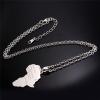 U7 Animals Necklace for Women Stainless Steel Pig/Dog/Elephant Pendant Necklace Lucky Jewelry(Africa Map-Steel)
